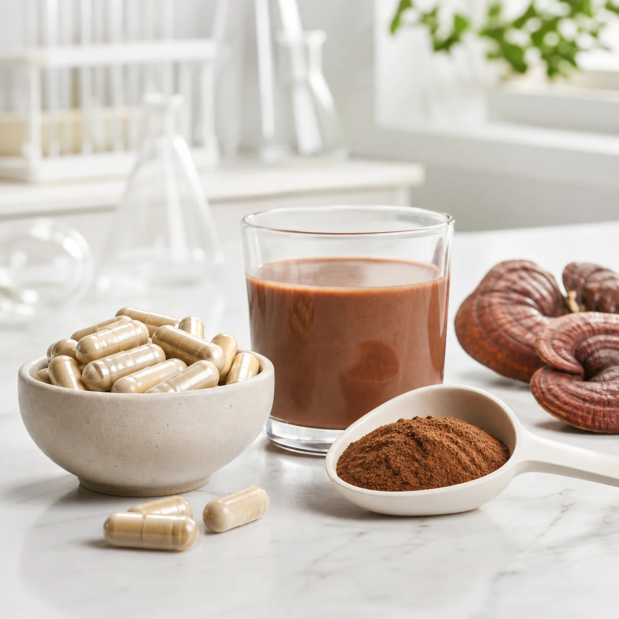 Ganoderma lucidum extract powder for capsule and beverage formulation