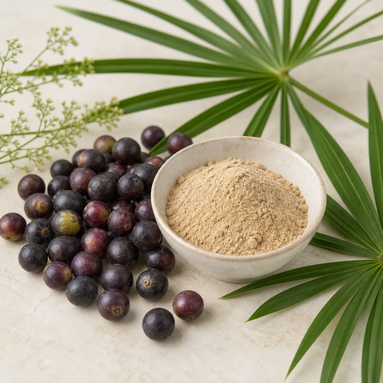 Saw palmetto berries with Serenoa repens extract powder