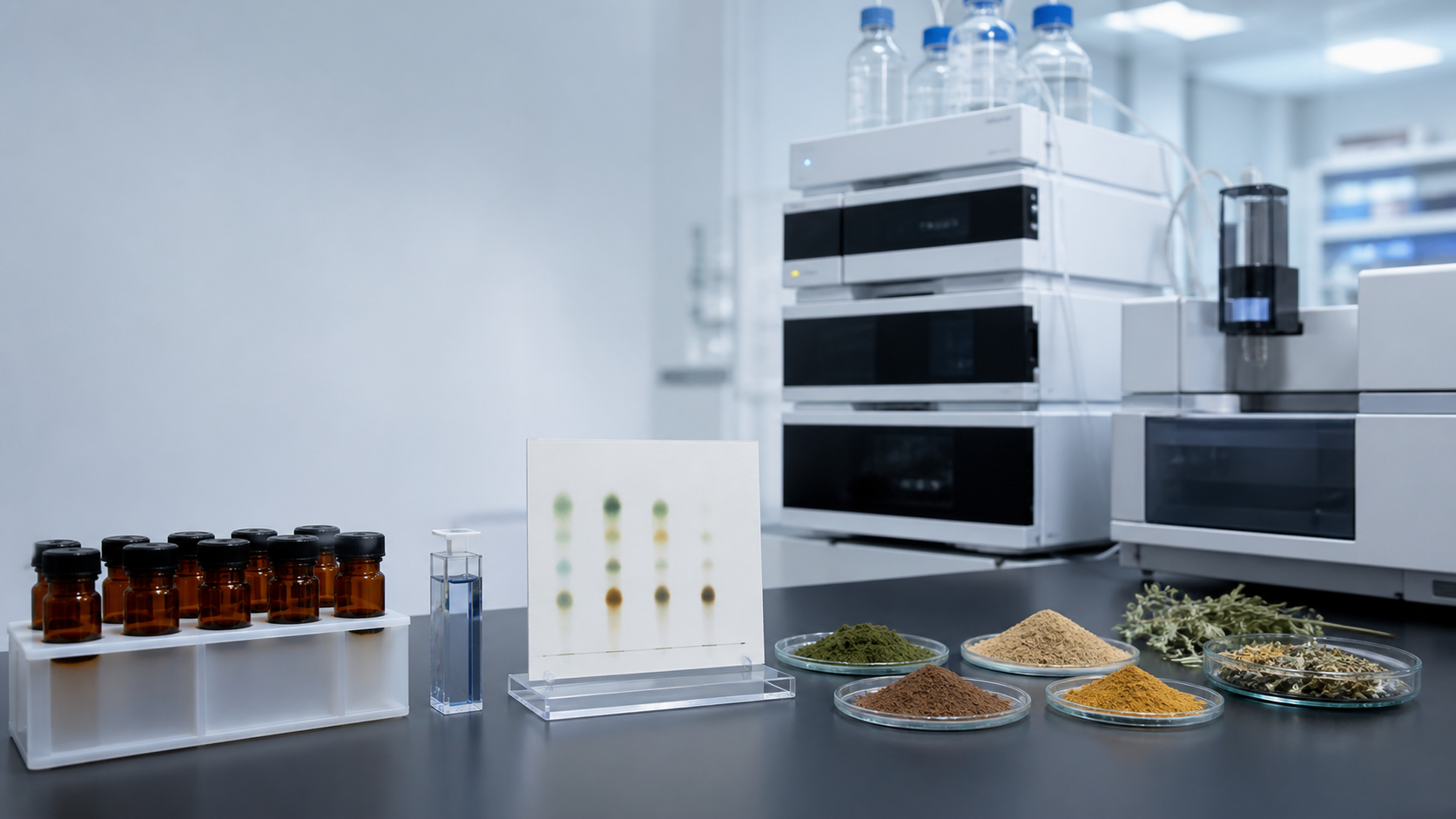 Botanical extract analytical testing concept image