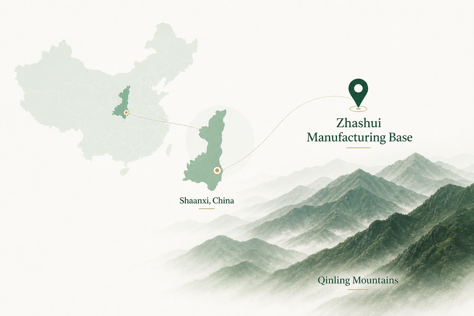 LongBio Zhashui manufacturing base location in Shaanxi, China
