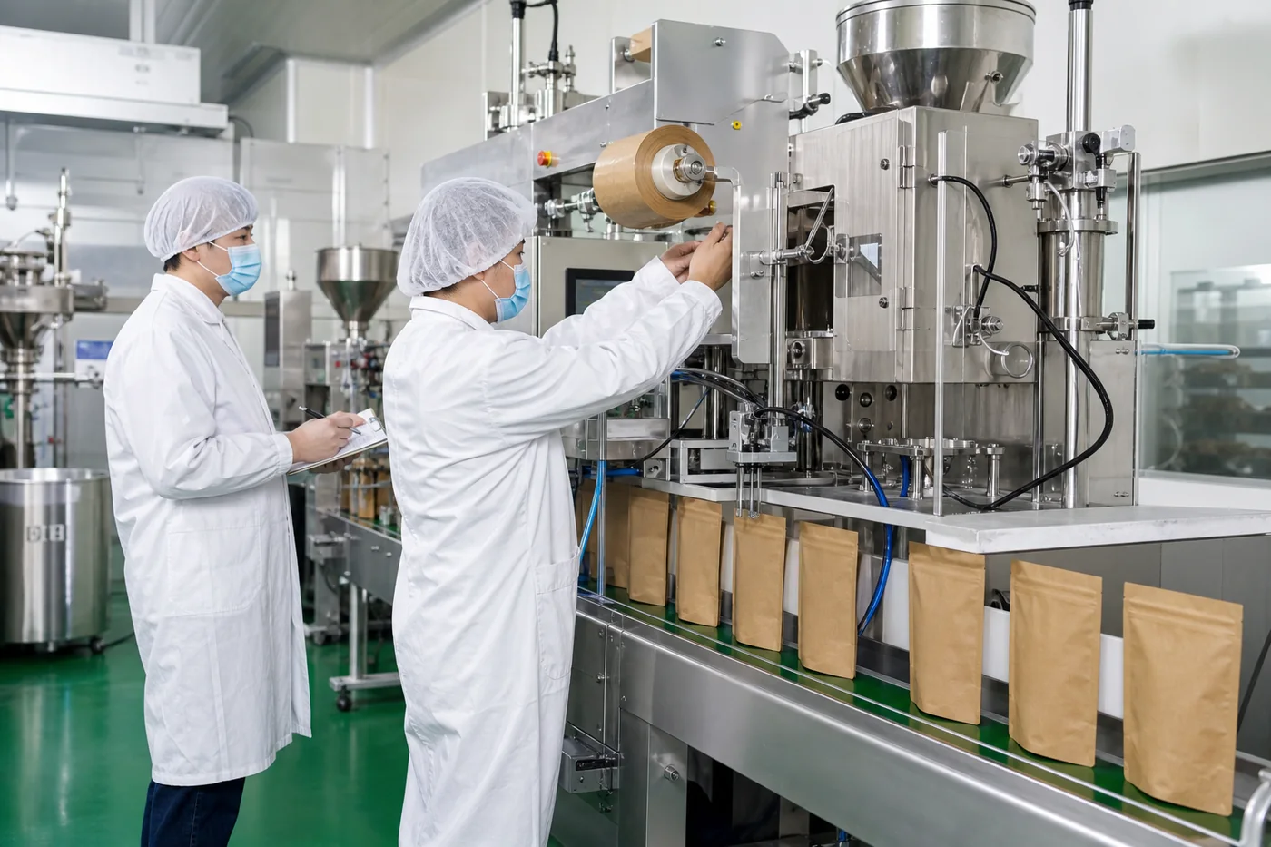 Representative botanical powder OEM packaging line scenario