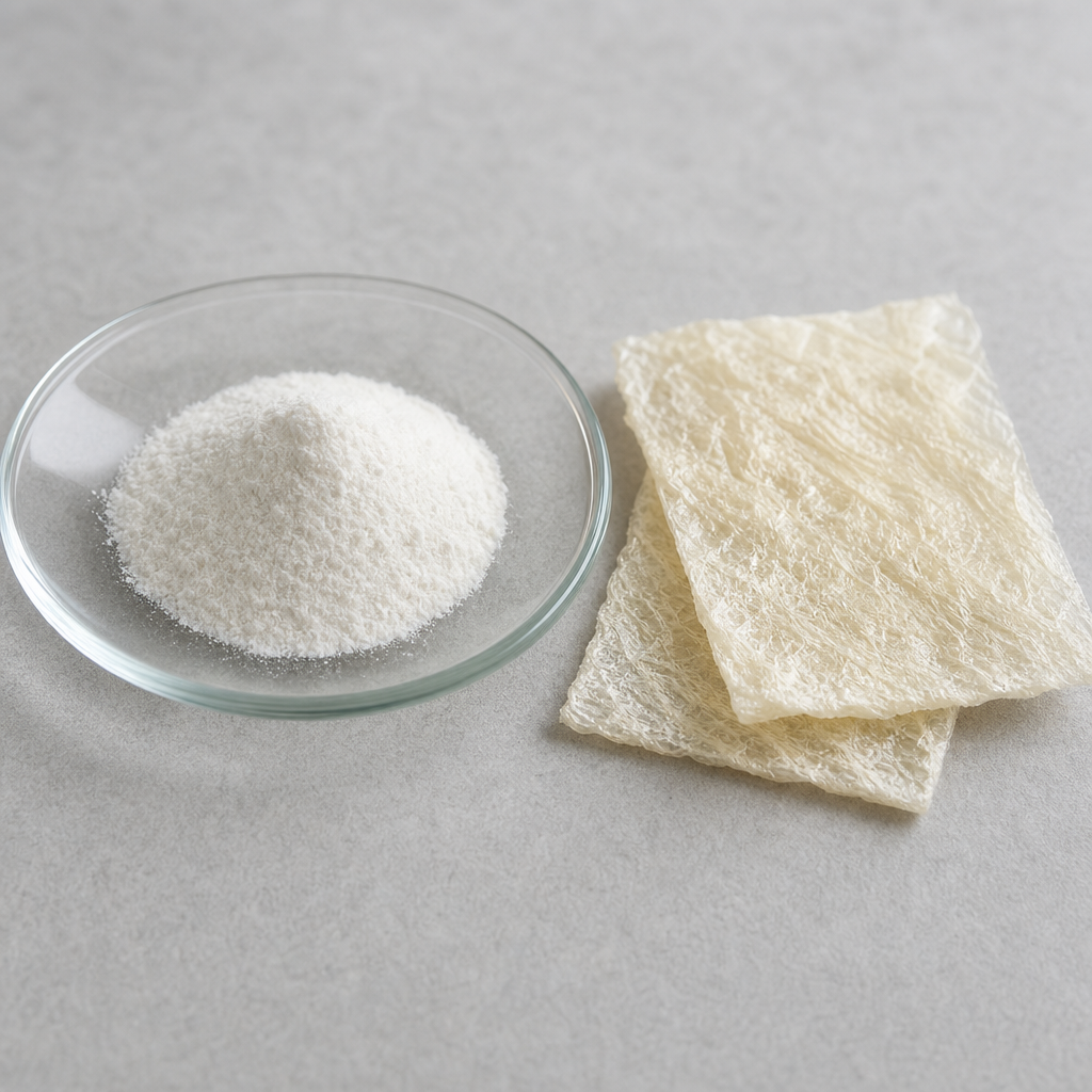 Fine collagen peptide powder and dried collagen sheet