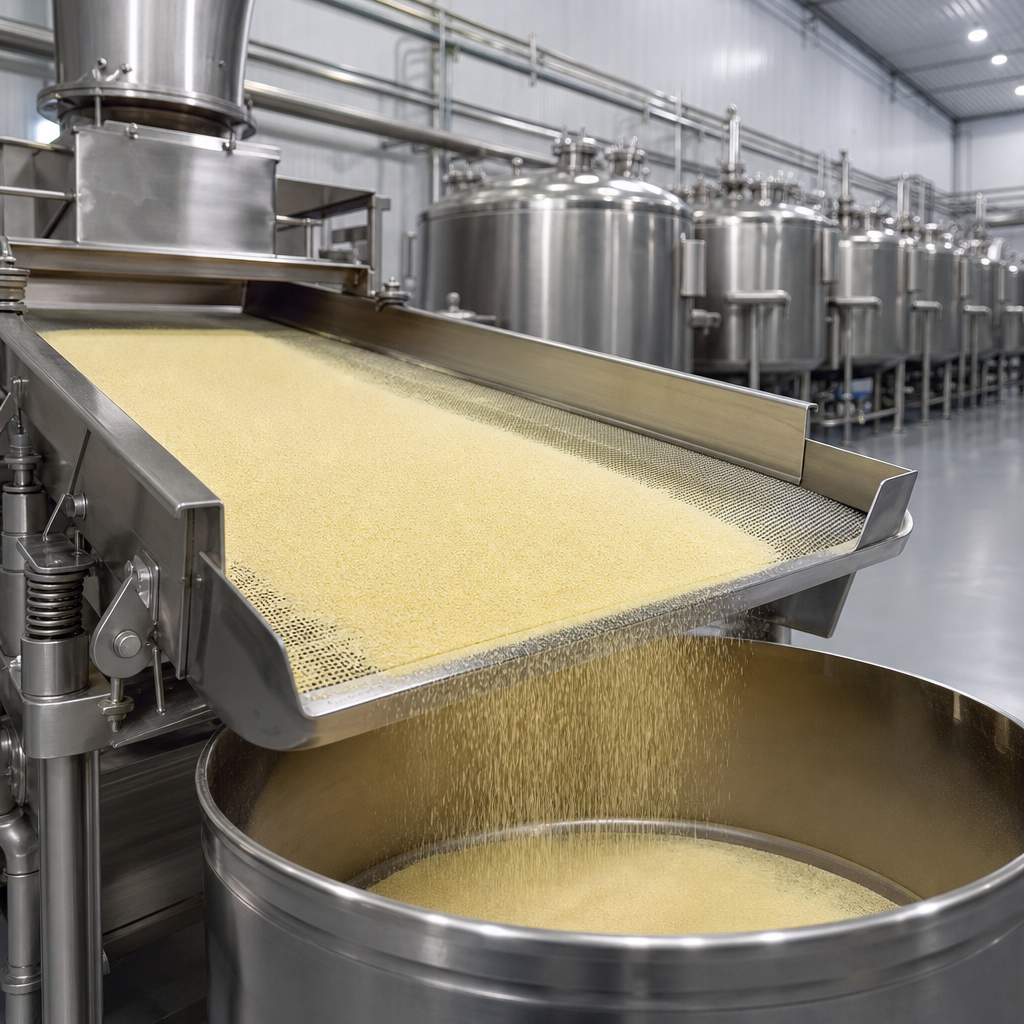 Ratio extract powder on a stainless steel sifting line