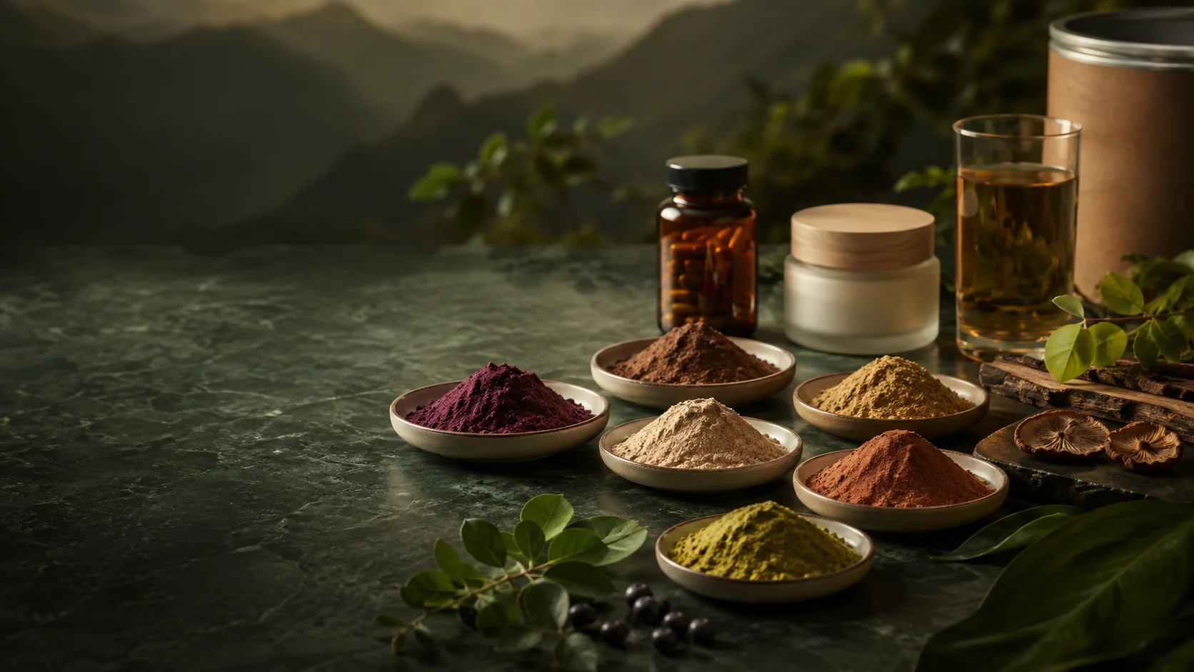 Conceptual botanical extract powders and finished-product application formats