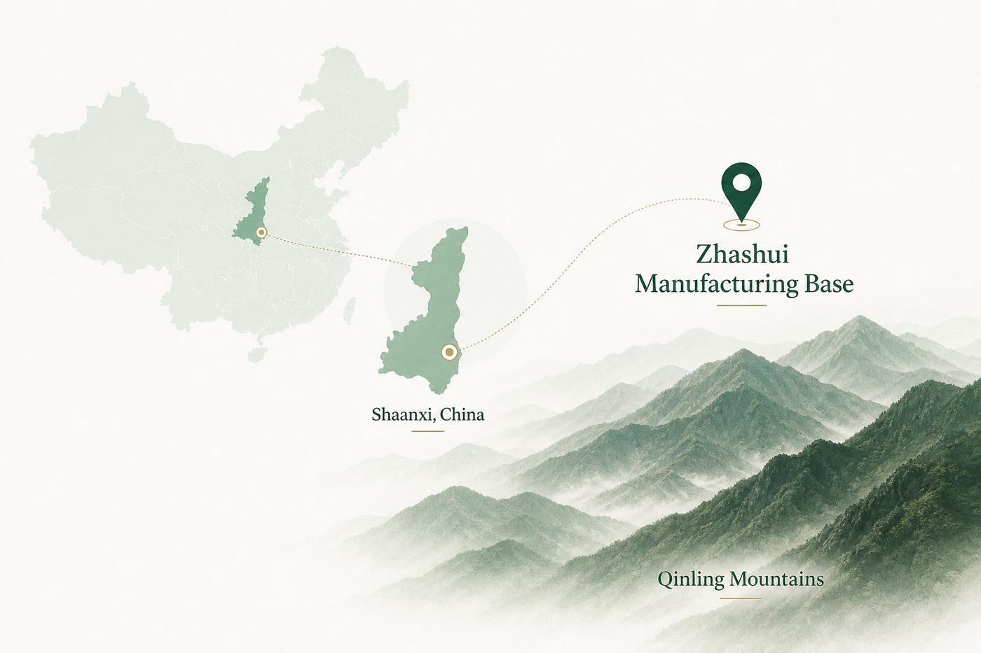 LongBio Zhashui manufacturing base location in Shaanxi, China