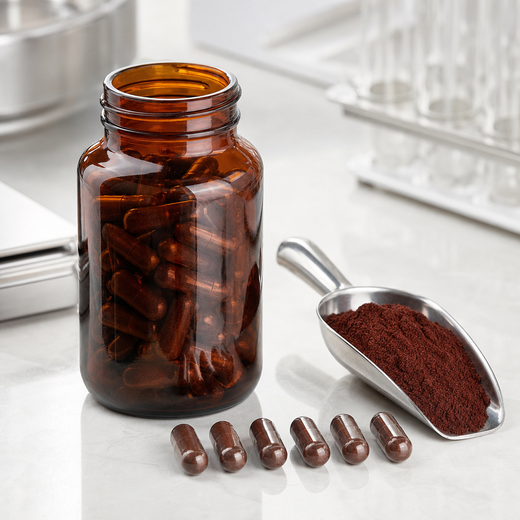Porcine blood extract filled into two-piece hard capsules
