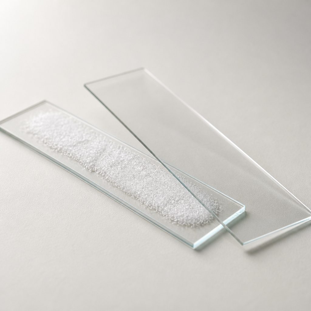 ATP disodium powder spread between two glass microscope slides