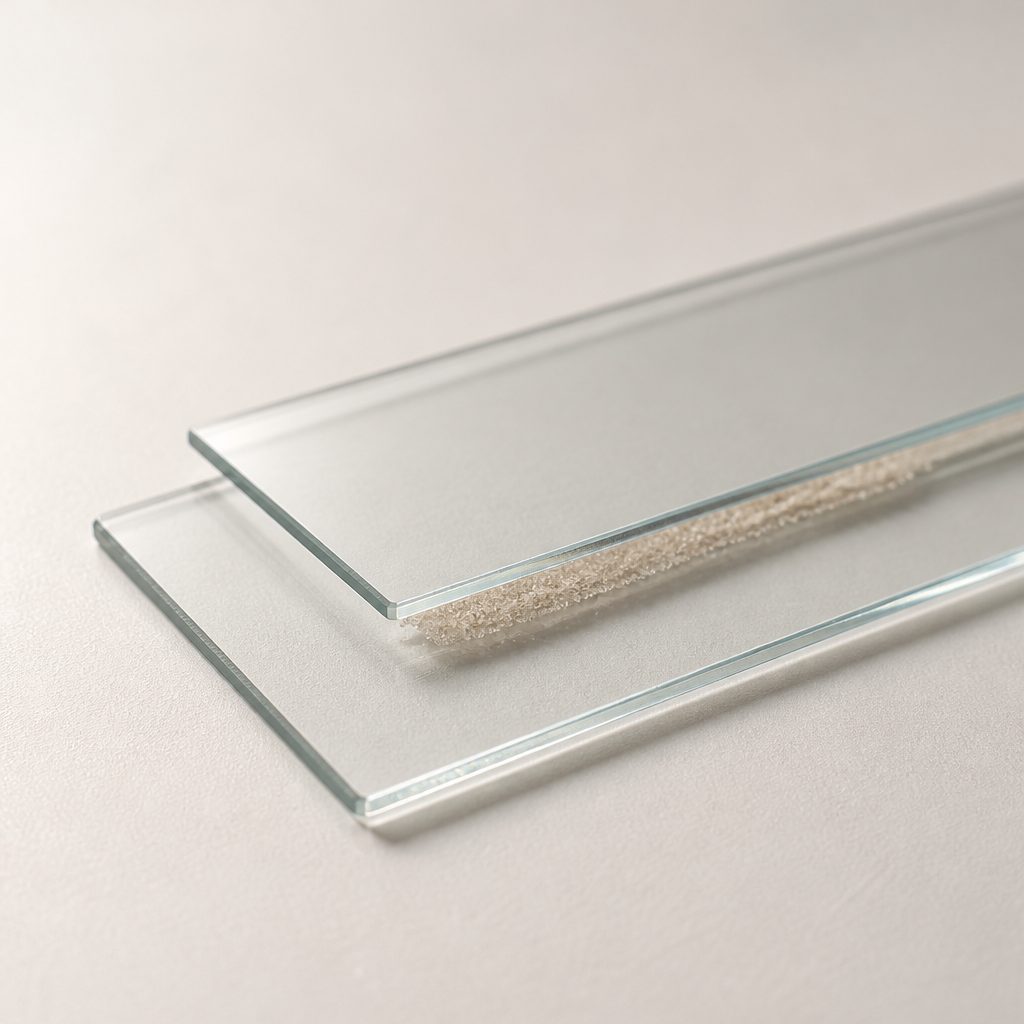 Caffeic acid powder pressed between two glass microscope slides