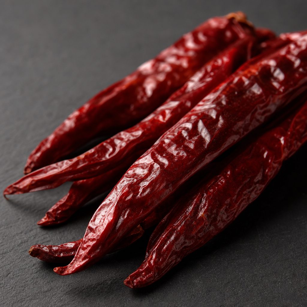 Dried red chili pepper pods raw material