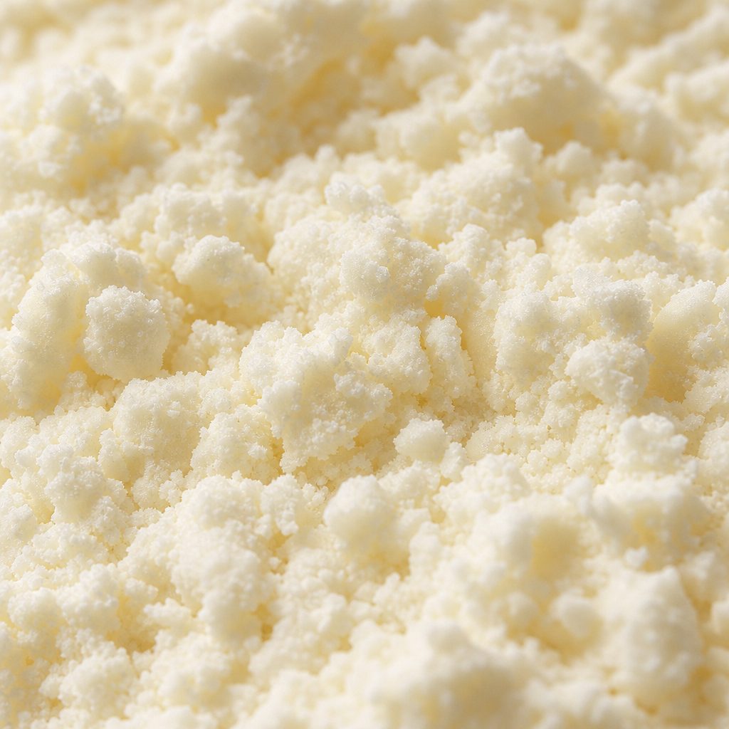 Off-white waxy ceramide powder texture close-up