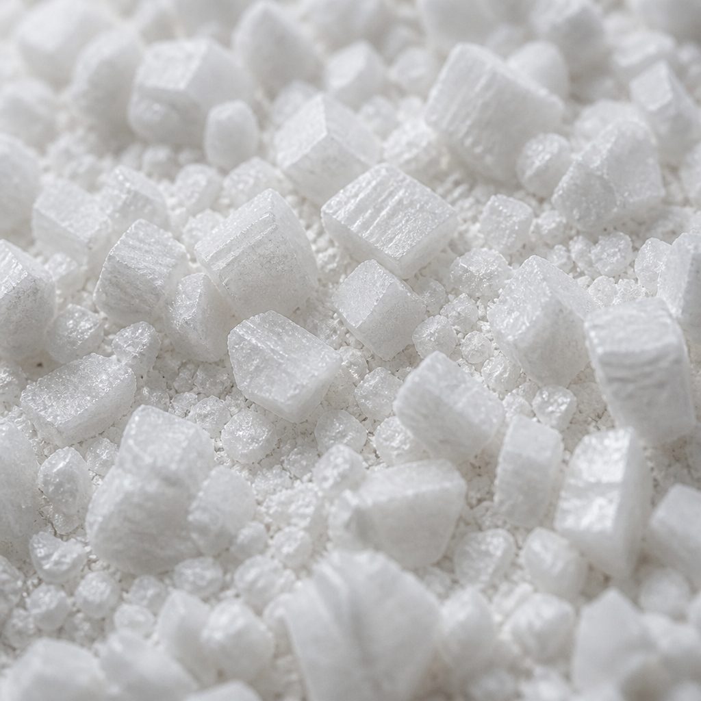 White cordycepin crystalline powder texture close-up