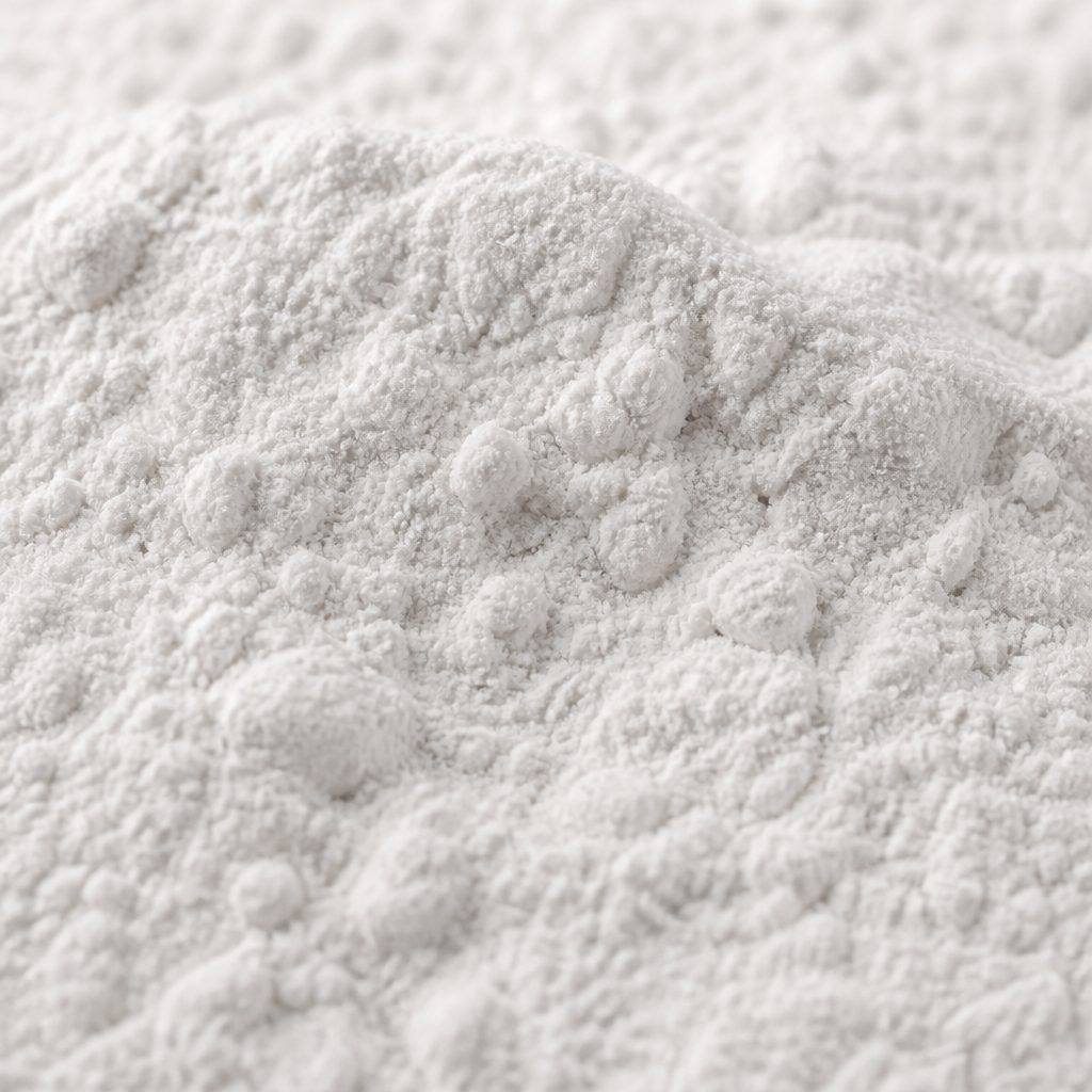 Matte amorphous white danshensu powder texture close-up