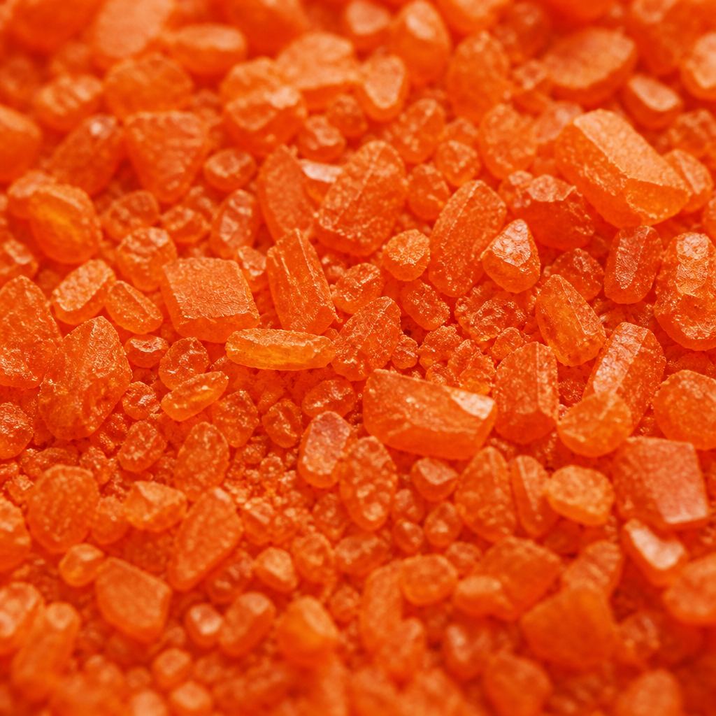 Orange emodin crystalline powder texture close-up