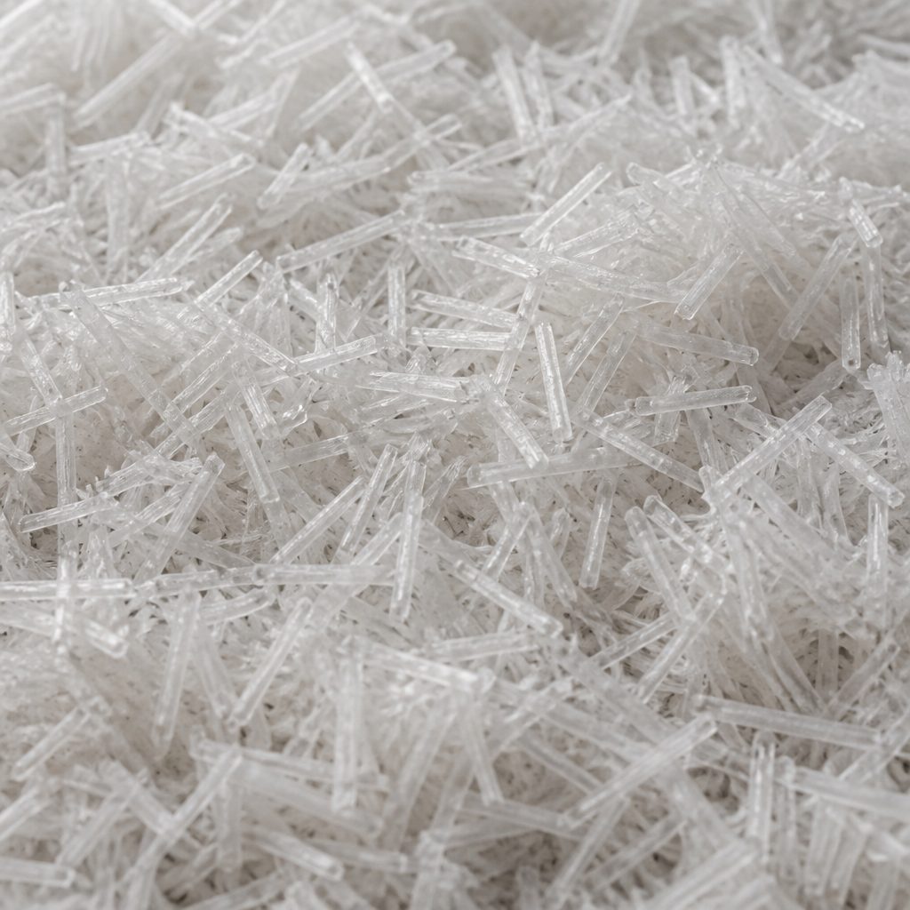 Fine needle-like white evodiamine crystals, macro texture