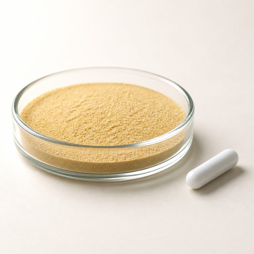 Gingerols powder in a glass dish with a magnetic stirrer bar