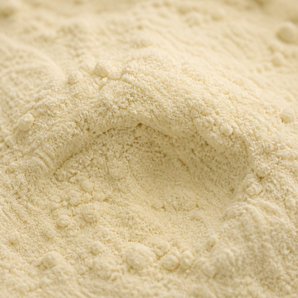 Off-white pale yellow hesperetin powder texture close-up