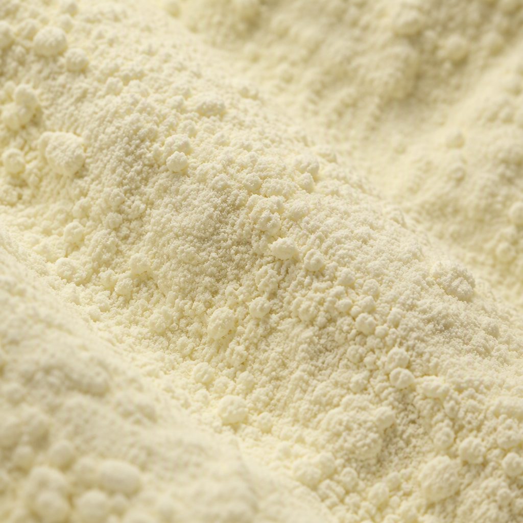 Fine off-white pale yellow hesperidin powder texture close-up