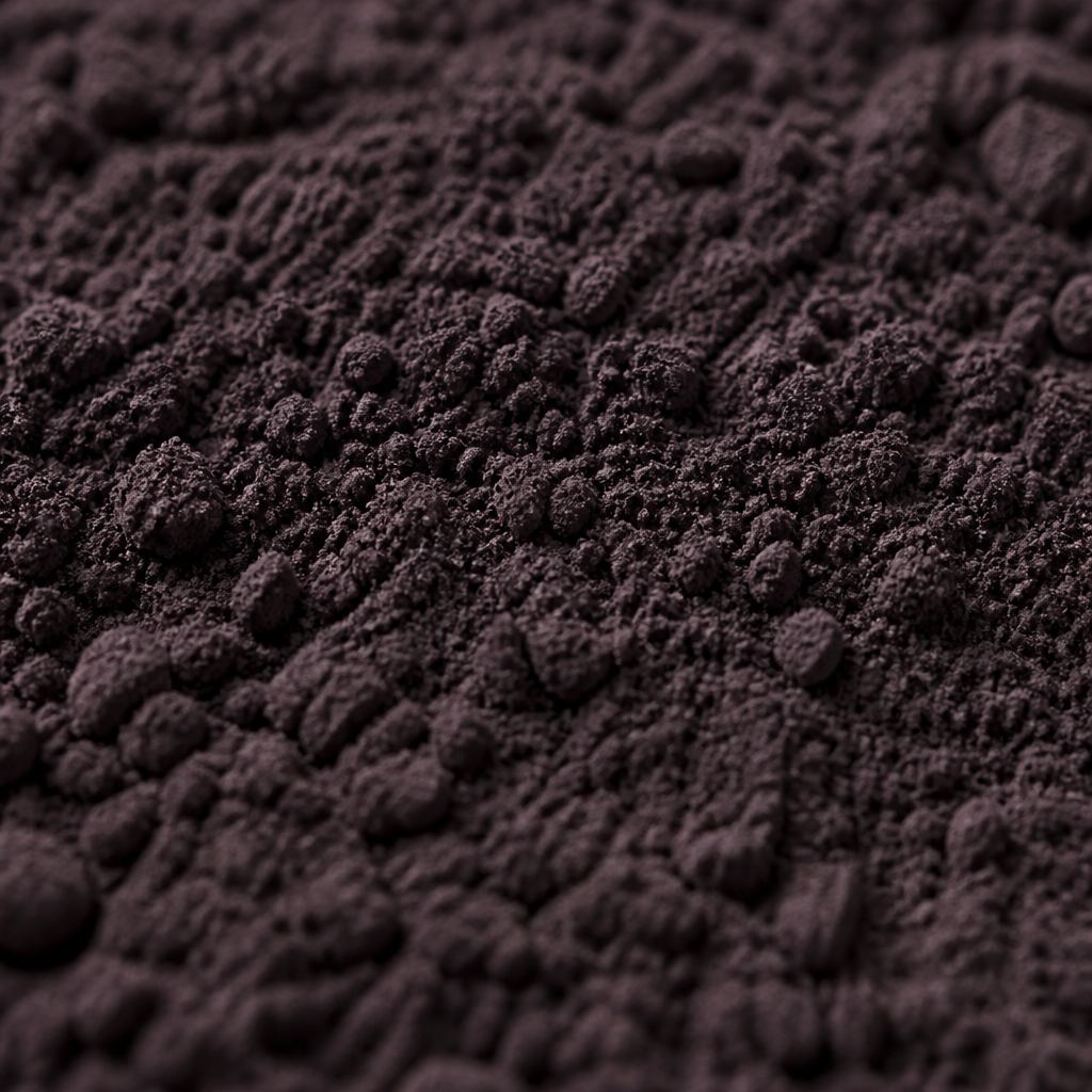 Dark red to purple-black hypericin powder texture close-up
