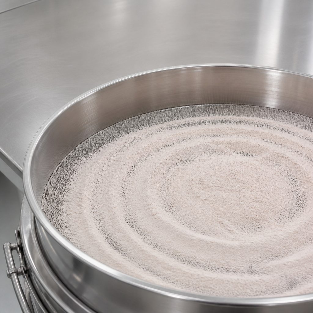 Lactoferrin powder sifted through a stainless steel screen