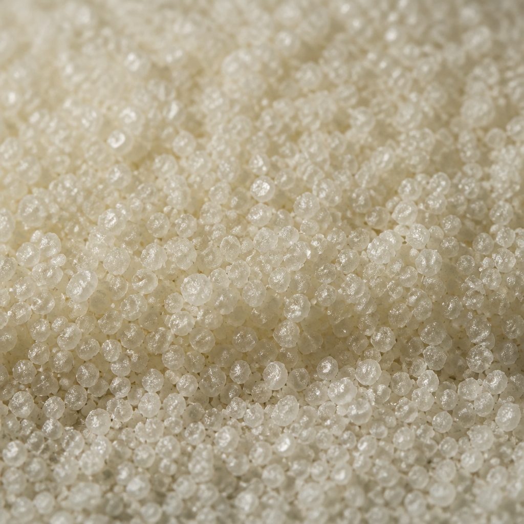 Fine white to pale yellow loganin and morroniside crystals, macro texture