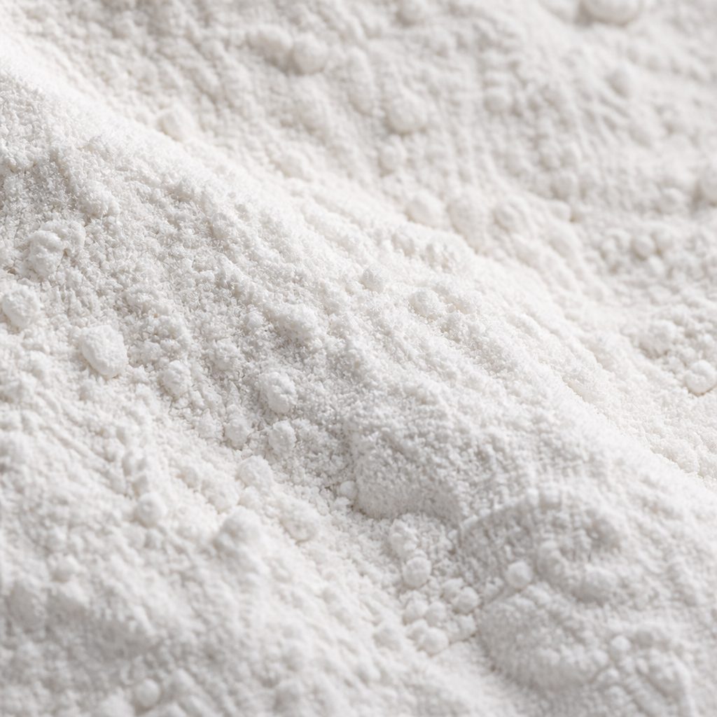 Matte off-white naringin powder texture close-up
