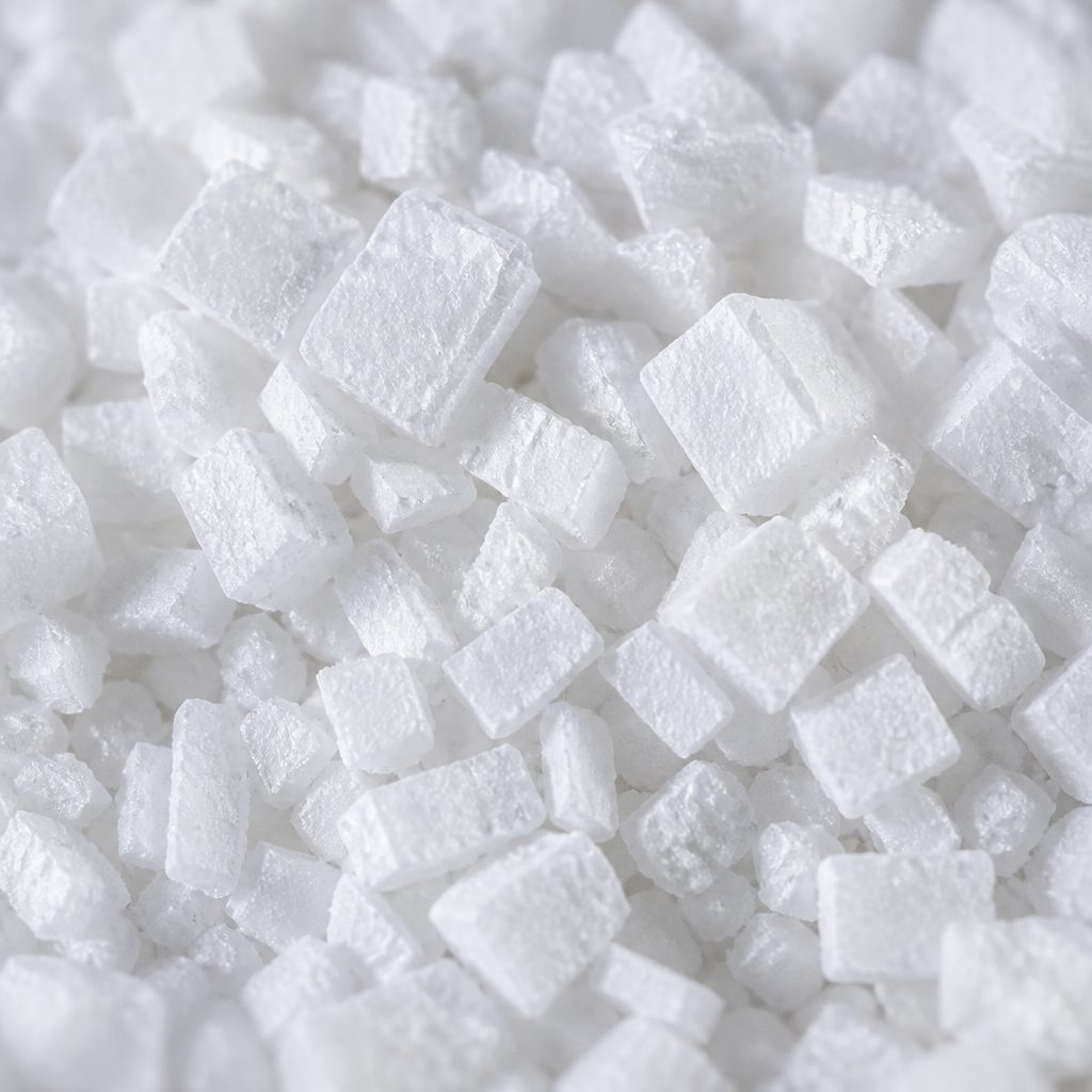 White blocky oxymatrine crystals close-up