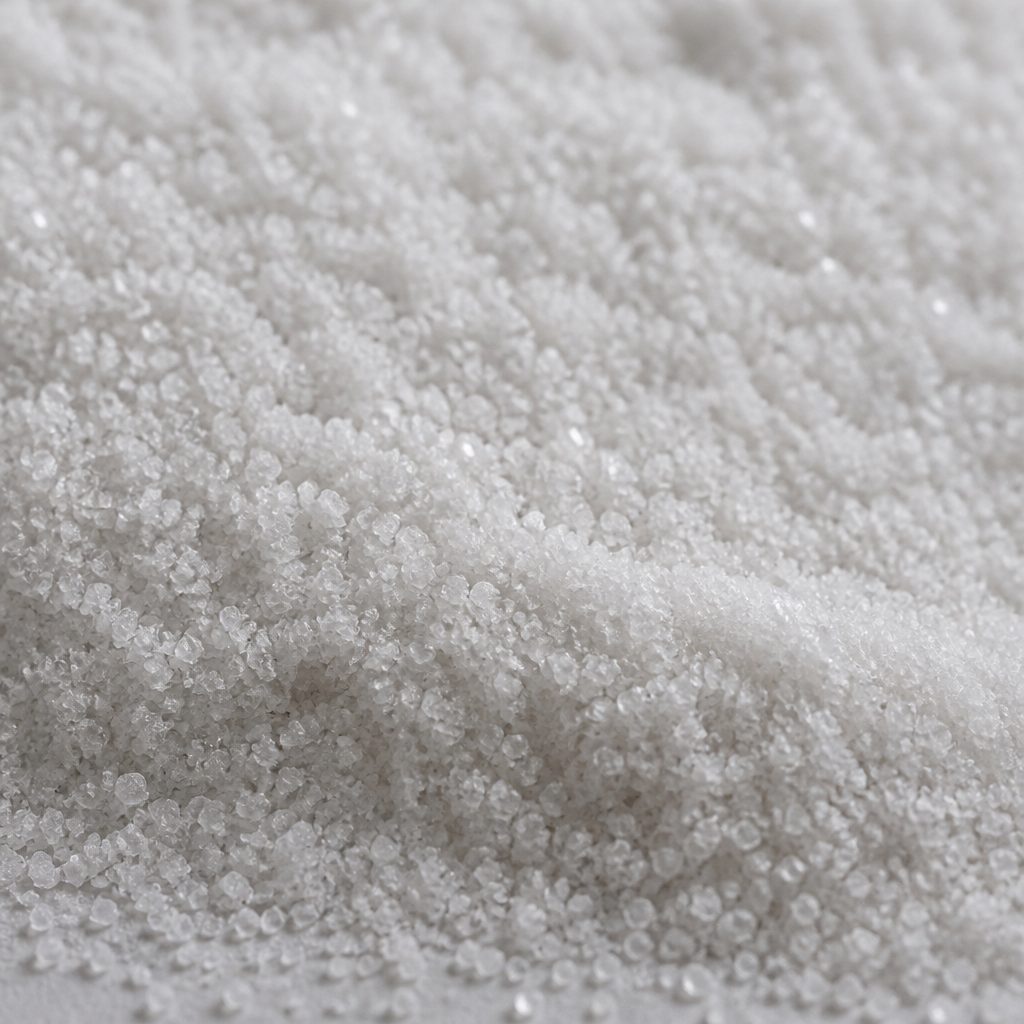 Fine densely packed white paeoniflorin crystals, macro texture