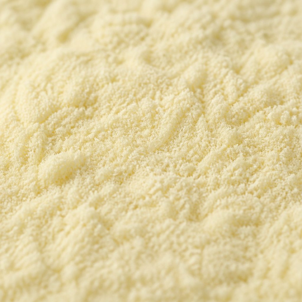 Pale creamy yellow phosphatidylserine powder texture close-up