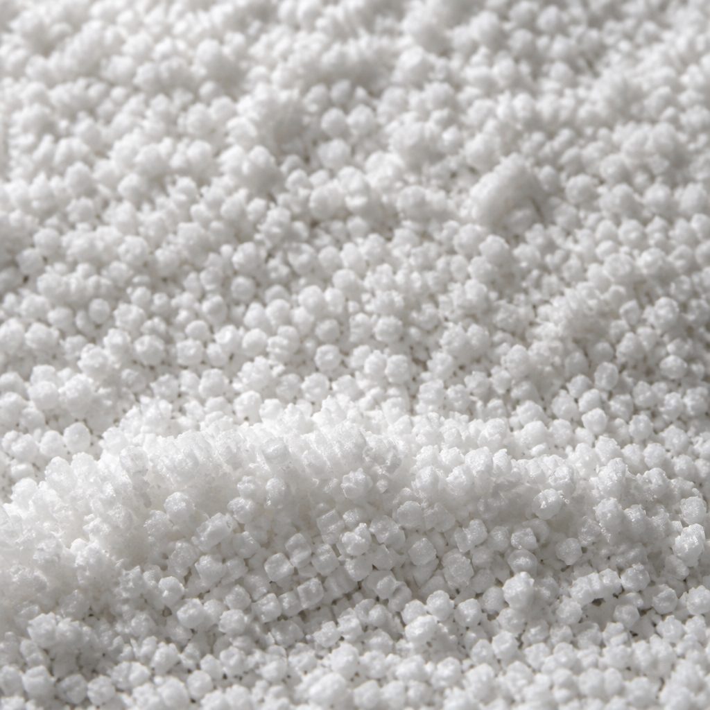 Fine blocky granular white sclareolide crystals, macro texture