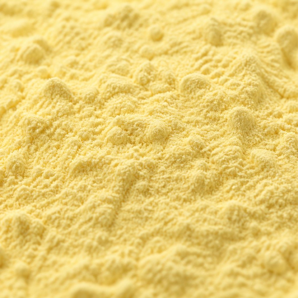 Light yellow soy lecithin powder texture close-up