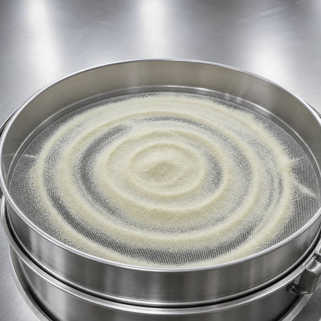 Ubiquinol powder sifted through a stainless steel screen