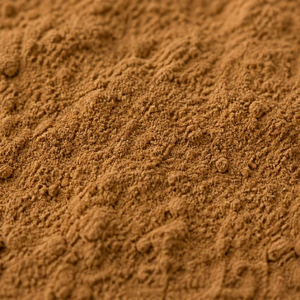 Plain mid brown yucca extract powder texture close-up